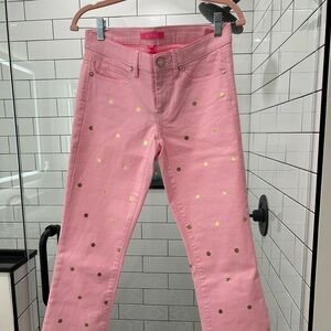 NWT Lilly Pulitzer Pink Jeans with Gold Dots